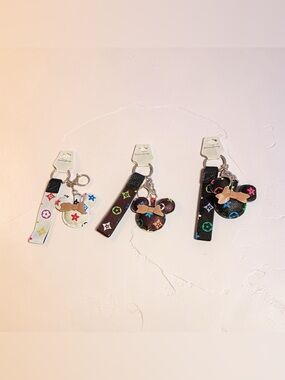 Minnie Mouse Monogram Keychain with Bow - Multicolor